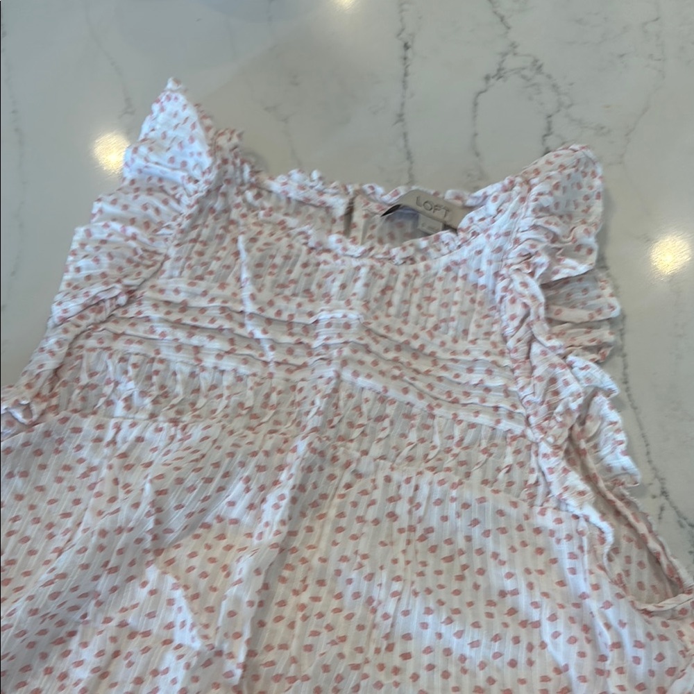 LOFT Textured Pink and White Blouse - Picture 5 of 8